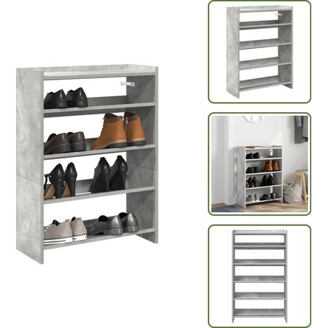 vidaXL Schuhregal Betongrau 60x25x81 cm Holzwerkstoff (1/5)