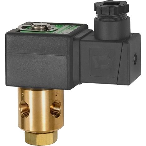 Riegler 3/2-Wege-MV., MS, NC, direktg. 24 V DC, NBR, Rp 1/8, PN 0-7 bar (1/4)