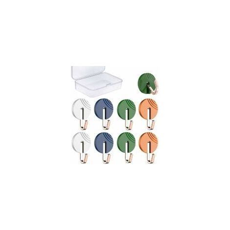 Ganci adesivi da parete per bagno, non richiedono foratura, gancio per asciugamani, gancio per strofinacci da cucina, ganci autoadesivi, 8 pezzi, 4 colori, girevoli (1/5)