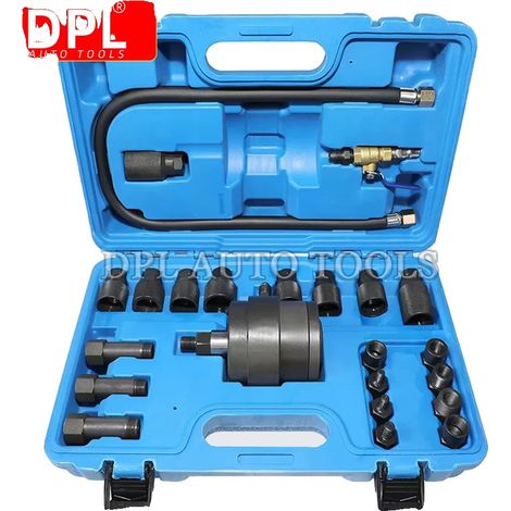 Kit d'outils pour extracteur d'injecteur pneumatique, pression d'entrée de 5 à 8 bars, construction en acier, large compatibilité, comprend plusieurs adaptateurs, kit tout-en-un (1/5)