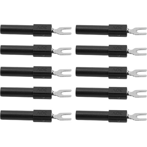 10 pièces connecteurs électriques en U 4mm à fourche, cosses à sertir pour multimètre de test, noir (1/5)