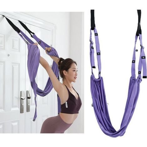 Hamac de yoga aérien, bande d'étirement pour yoga, ballet, pilates, gymnastique, entraînement de flexibilité (violet) (1/4)