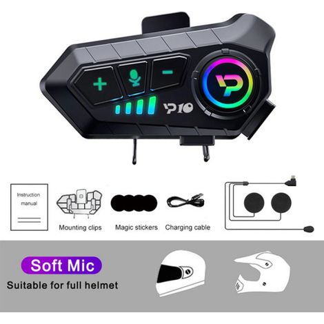 Casque Interphone Moto - Bluetooth 5.3 - ANC - Étanche IPX6 - Autonomie 3 à 5 h - 1 Pièce