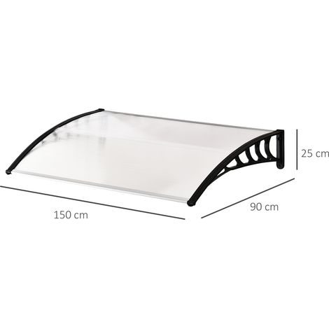 Auvent de la porte d’entrée Monopitch Arche 90x150cm en polycarbonate avec protection UV en blanc pour une protection optimale contre les intempéries