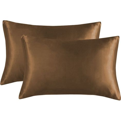 Taie d'oreiller en satin, taie d'oreiller imitation soie, housse de coussin d'été en soie glacée (1/5)