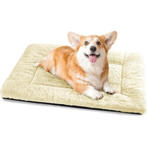 Panier Chien, Tapis Chien Grande Taille, 75x50 cm Matelas pour Chiens Lavable Super Doux Dog Bed Imperméable avec Dessous Antidérapant, Beige