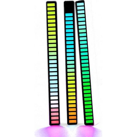 Capteur de champ sonore RVB 32 bits, lumière ambiante, rythme activé par la voix, barre LED réactive, lampe de contrôle BT colorée à la mode pour voiture, maison, bureau, décoration (1/5)