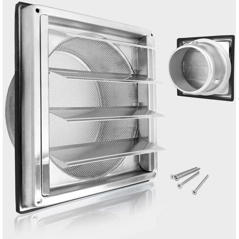 125mm Ventilation Grille, 304 Stainless Steel Non-Return Valve Weatherproof Grille, Ventilation Grille with Insect Screen, Stainless Steel Ventilation, for HRV ducting and ducting etc. (1/4)