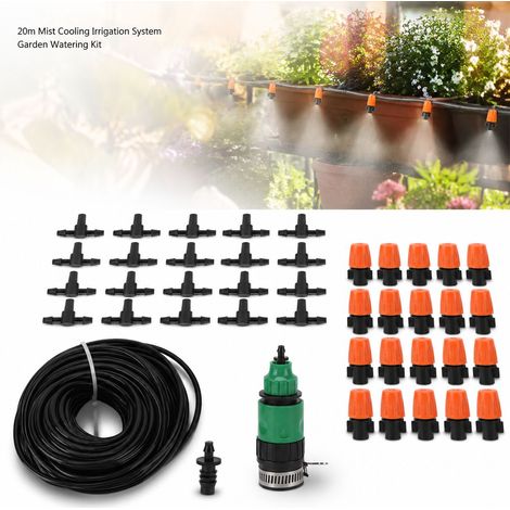 Toivize-Système d'irrigation 20m - Brumisateur atomiseur - Kit arrosage goutte à goutte avec 20 buses orange pour jardin et plantes en pot (1/4)