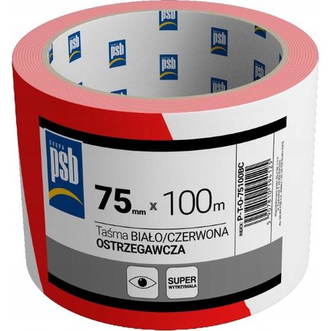 Nastro di segnalazione rosso e bianco 75 mm x 100 m