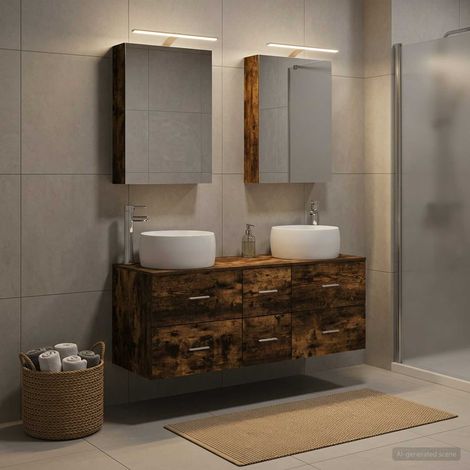 vidaXL Bathroom Furniture Set 5 pcs Smoked Oak (1/5)