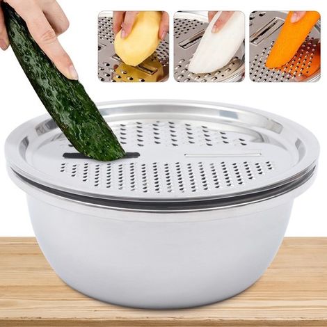 28cm Kitchen Multi-functional Stainless Steel Basin With Filter Grater Bowl Set (1/5)