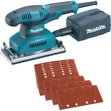 Makita BO3711 1/3 Sheet Orbital Sander 240V Speed Control + Dust Bag + 10 Sheets