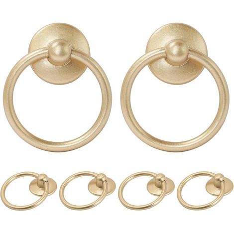 Schubladengriffe im Antik-Stil, einlochig – geeignet für Schränke, Kommoden, Schubladen und Türen – 6er-Set, goldfarben (1/5)