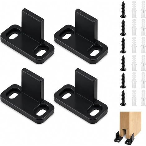 4 x Sliding Door Guides, 45 x 20 x 24 mm, Multifunctional Sliding Door Guide with Screw, Barn Door Floor Guide, Heavy Duty Noise-Proof Floor Guide for Sliding Doors (1/5)