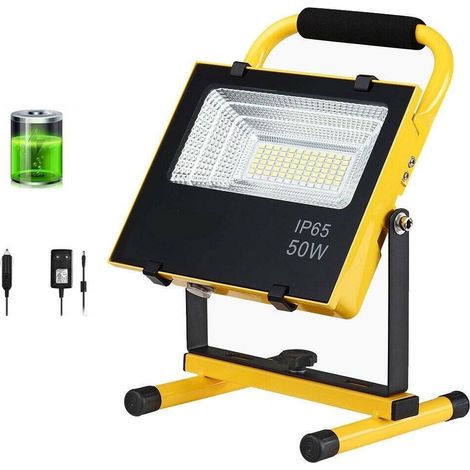 TrAdE Shop Traesio - Lampada Faro Led Lavoro Portatile Torcia 50w Batteria Litio Luce Emergenza 2500l - (1/5)