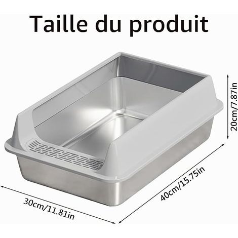 Litiere Acier Inoxydable, Bac Litiere pour Chat, Maison Toilette Chat Semi fermé avec Protection Contre éclaboussures, Pelle de Nettoyage Inclus, Litière pour Grands Chats, Chatons Et Lapins (1/4)
