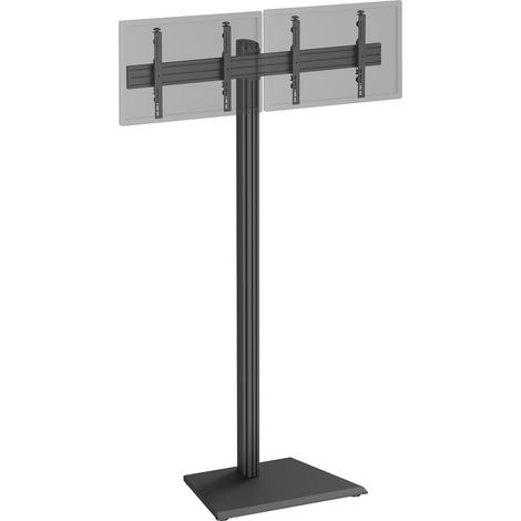 Support TV sur pied - 2 écrans 43'' - 49'' Hauteur 240cm à poser noir (1/3)