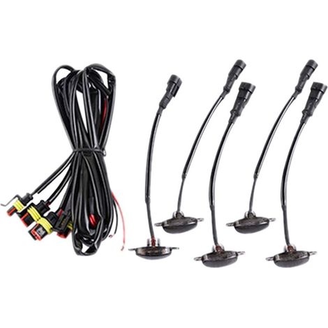 Cinco luces LED para la parrilla delantera de los modelos Dodge Durango de 2011 a 2021 parrilla, luces LED, luz amarilla, lente negra. (1/4)