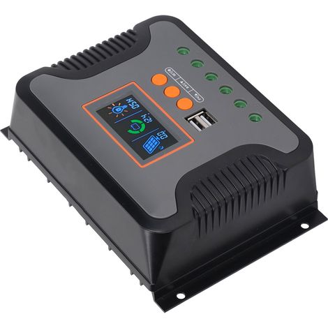 Le contrôleur solaire PowMrPWM 80 A 12/24/36/48 V est doté de deux ports USB, d'une table de paramétrage automatique PWM et d'un écran LCD réglable. Il est compatible avec les batteries AGM, gel, à él (1/5)