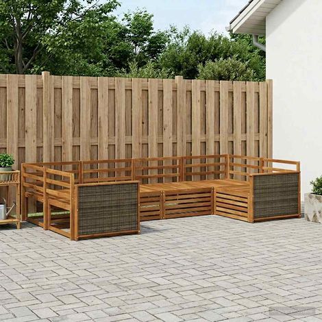 vidaXL Outdoor-Sofagarnitur 6 pcs Natur (1/5)
