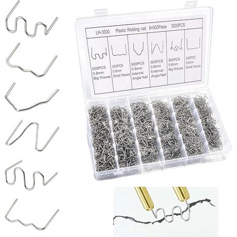 3000 Agrafes Soudure Plastique Boîte 6 Types (1/4)