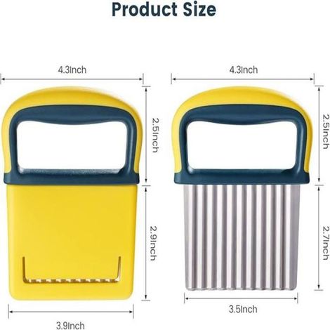 Lot de 2 couteaux ondulés pour frites et légumes, coupe-carottes en acier inoxydable jaune (1/5)