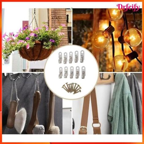 Crochets de suspension pour guirlande lumineuse - - Lot de 20 - Acier inoxydable - Résistant aux intempéries - 20 vis (1/4)