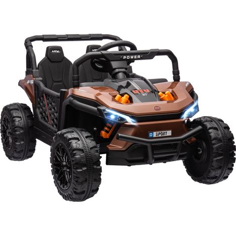Voiture électrique enfant UTV buggy 2 places 2 moteurs 103x69x59 cm marron télécommande 2.4Ghz (1/5)