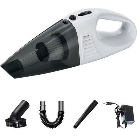 Aspirateur portatif sans fil portable rechargeable puissant aspirateur de voiture puissant aspirateur portatif avec plusieurs accessoires pour Bureau à domicile voiture animaux de compagnie (blanc) (1/2)