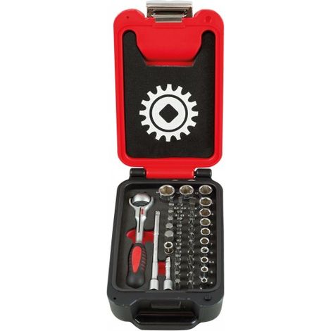 Coffret Box 1/4" – 46 pièces – cliquet tête rotative 100 dents – MOB (1/5)