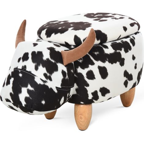 Tabouret cochon décoratif-Noir et blanc-Avec rangement-Rembourré-Salon et chambre d'enfant-62x35x36(cm) (1/5)