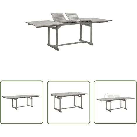 The Living Store Table à dîner de jardin (160-240)x100x75cm Bois d'acacia massif - Table De Jardin - Table Extensible - Acacia Massif - Mobilier De Jardin - Table Repas Extérieur (1/5)