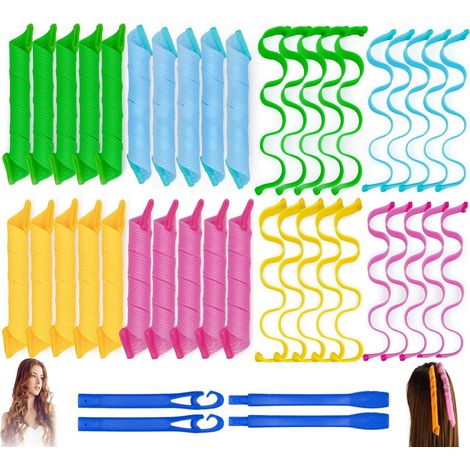 40 rulos sin calor, 4 ganchos para peinar, kit para rizos en espiral, accesorio para cabello largo y corto. (1/5)