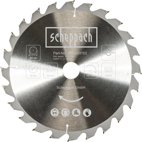 Hoja de sierra circular madera 254x30 mm 24 dientes - Scheppach 3901203703 (1/5)