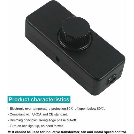 Gradateur Led - 3 À 100 W - 220-240 V - Pour Lampes Led Dimmables Et Halogènes - Variateur Rotatif - Noir (1/4)