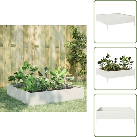 vidaXL Hochbeet Weiß 100x100x33,5 cm Stahl (1/5)