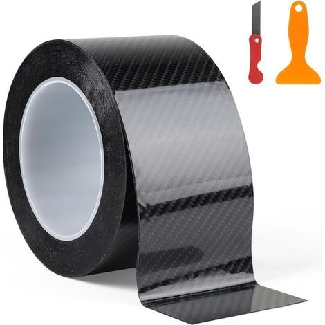 Film Carbone Voiture Autocollant 5D Noir Brillant 7cm × 10m Bandes Adhésives pour Peinture Seuil de Porte de Voiture Pare-chocs Coffre Vélo Moto Meubles (1/5)