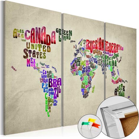 Tableau en Liège "Carte du Monde - Colorful Countries" 80 x 120 cm (1/2)