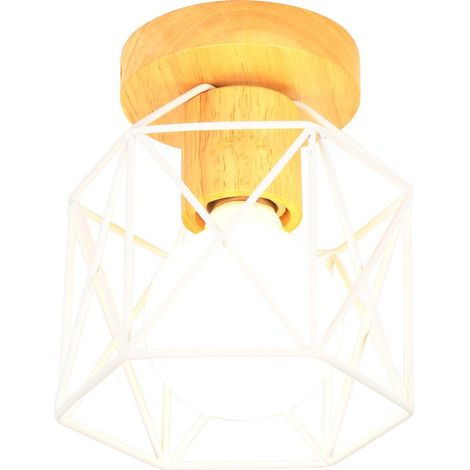 Plafonnier Moderne Lampe De Plafond Rétro Vintage, Abat-Jour En Forme De Cage En Métal, Pour Couloir, Cuisine, Chambre À Coucher, Salon, Blanc (1/5)