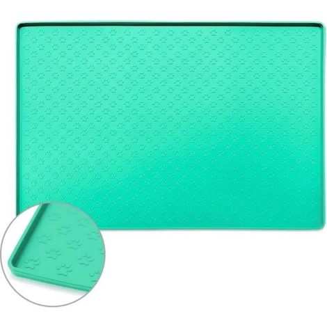 (Green / 48X30CM)Napperon en Silicone pour animaux de compagnie, tapis de nourriture pour chiens chats, tapis d'alimentation pour (1/4)