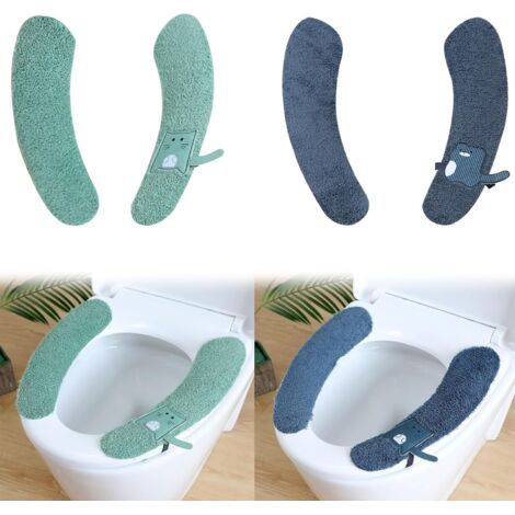 Housse de siège de toilette, 2 Paires Couverture de Siège de Toilette, Coussin de siège de Toilette Lavables, pour siège de Toilette de Salle de Bain, pour Voyage en Famille Personnes âgées En (1/5)