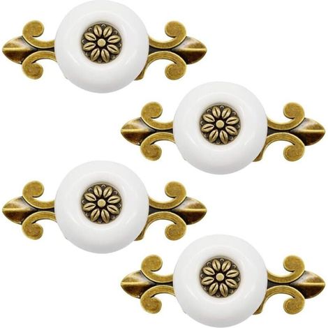 tiradores de cerámica para puerta con tornillos de 2,5 cm, color blanco, estilo vintage clásico para armario, cajón, cocina, sala de estar y dormitorio. (1/4)