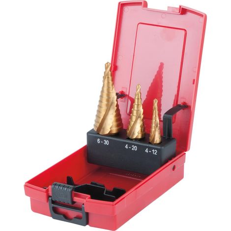 KS TOOLS Coffret de forets étagés HSS TiN, en box PVC 3 pcs ( 330.2424 )