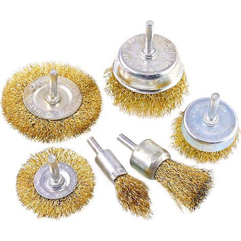 Lot de 6 brosses métalliques en acier cuivré, type tasse pour perceuse, polissage et meulage (1/5)