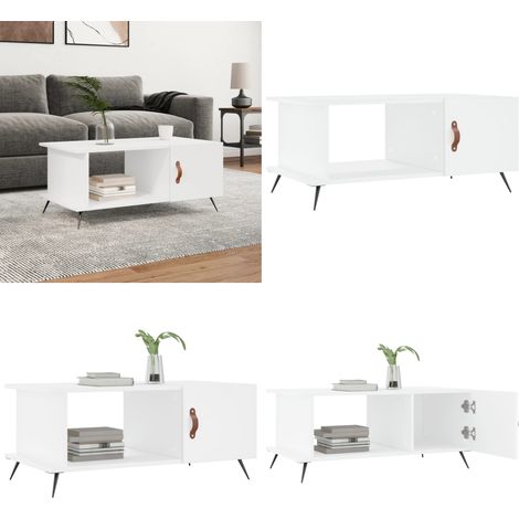 Table basse blanc 90x50x40 cm bois d'ingénierie - Table Basse Blanche - Meuble Salon - Table D'appoint - Rangement - Design Moderne - Home & Living (1/5)