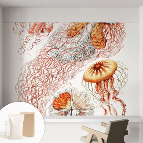 Carta Da Parati - Mural - Con Sala Da Pranzo - Camera Da Letto - Cameretta - Con Colla Gratuita Meduse fantasiose 152x104 cm (1/5)