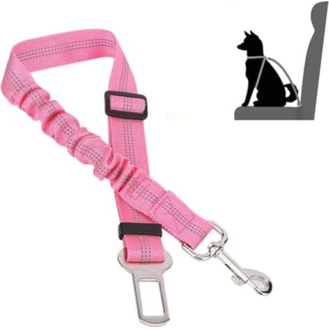 CCYKXA Dog Car Seat Belt - Dog Car Harness - Pink Dog Seat Belt - Shock Absorbing Car Leash (2 pieces) (1/5)