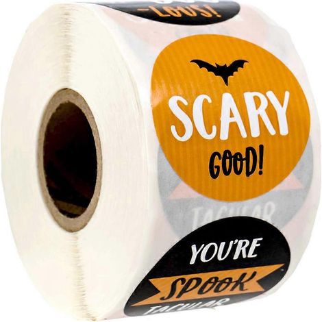 50 à 500 autocollants citrouille sorcière pour Halloween, ronds de 2,5 cm, pour emballage cadeau, sachets de bonbons et boîtes, décoration de fête d'Halloween (1/5)