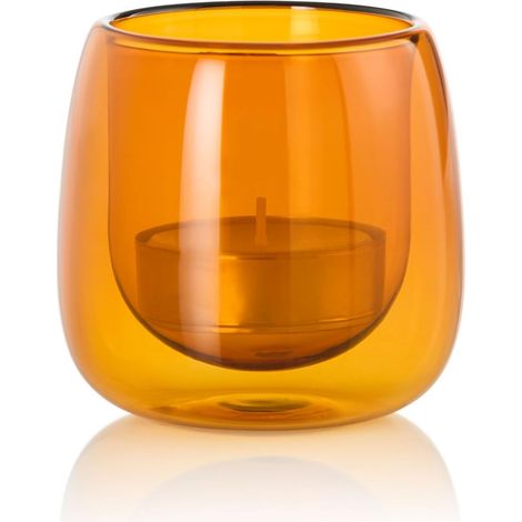Photophore en Verre soufflé à la Bouche pour intérieur et extérieur, décoration de Table, Design scandinave, résistant à la Chaleur, Verres pour Bougies, Orange (1/5)